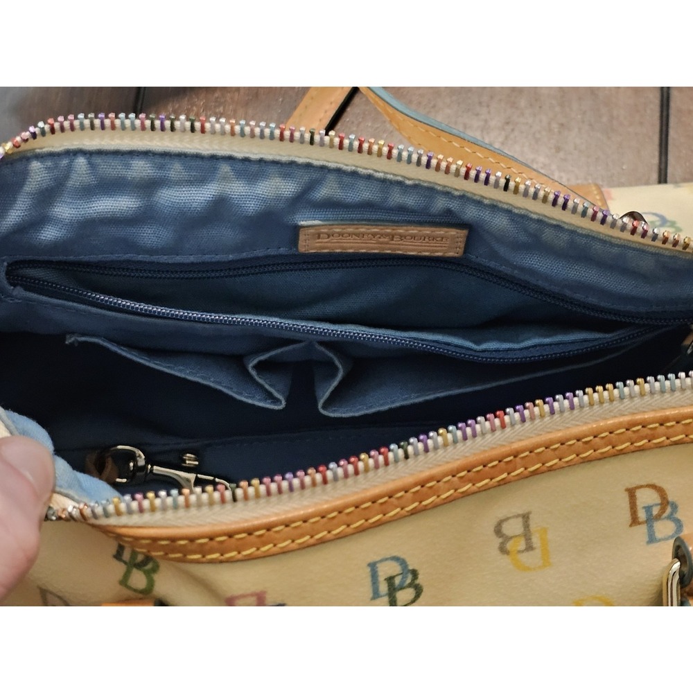 Y2K Dooney & Bourke Rainbow DB Monogram Barrel Bag 11" Vintage - Picture 7 of 10